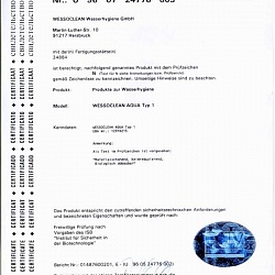 Zertifikat Wessoclean Wasserhygiene GmbH